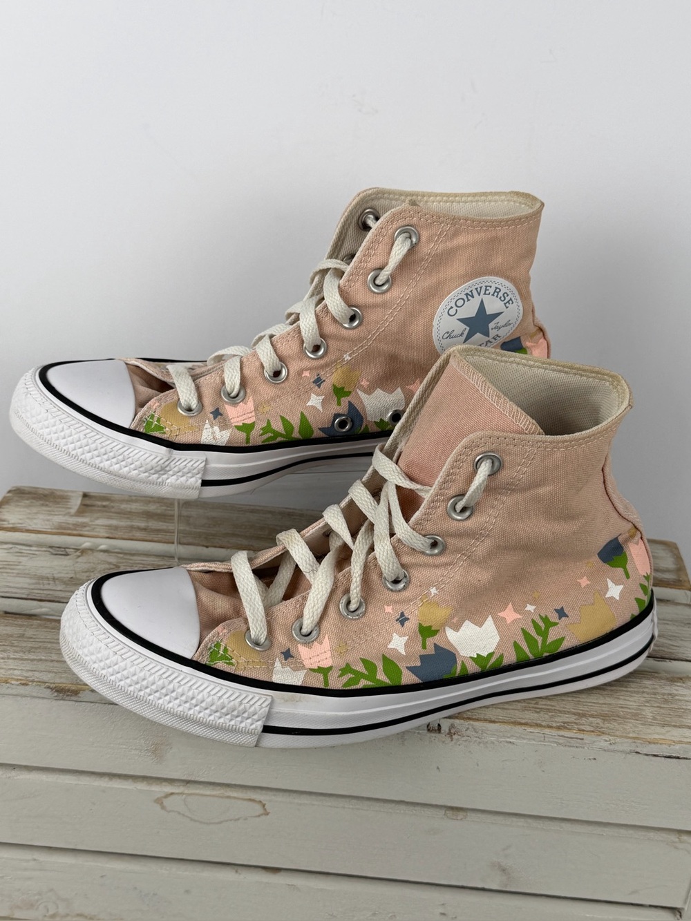 Converse all Star Chuck Taylor Canvas Hi Top Trainers Floral women’s size 8 - Picture 4 of 12